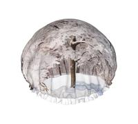 Bonnet de douche réutilisable avec imprimé arbre de neige blanc - Grand bonnet de douche pour tresses de cheveux longs