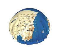 Bonnet de douche réutilisable avec imprimé carte de la Grèce, double couche pour cheveux non mouillés, grande taille pour toutes les longueurs de cheveux