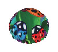 Bonnet de douche réutilisable avec imprimé coccinelle colorée - Grand bonnet de douche pour tresses de cheveux longs