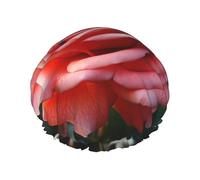 Bonnet de douche réutilisable avec imprimé de roses roses pour cheveux longs