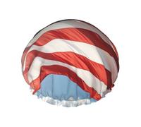 Bonnet de douche réutilisable avec imprimé drapeau américain - Grand bonnet de douche pour tresses de cheveux longs