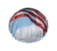Bonnet de douche réutilisable avec imprimé drapeau américain - Grand bonnet de douche pour tresses de cheveux longs