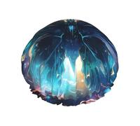 Bonnet de douche réutilisable avec imprimé papillon en strass pour femme - Grand bonnet de douche pour tresses de cheveux longs