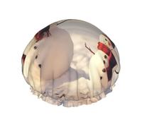 Bonnet de douche réutilisable avec imprimé Père Noël, bonhomme de neige, grand bonnet de douche pour tresses, cheveux longs