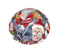 Bonnet de douche réutilisable avec imprimé Père Noël, bonhomme de neige, grand bonnet de douche pour tresses, cheveux longs