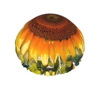 Bonnet de douche réutilisable avec imprimé tournesol souriant pour femme - Grand bonnet de douche pour tresses de cheveux longs