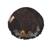 Bonnet de douche réutilisable avec motif aigle patriotique des États-Unis avec drapeau américain pour femme - Double couche - Bonnet de bain étanche - Bande élastique - Pour spa et salon de douche