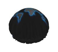 Bonnet de douche réutilisable avec motif carte du monde - Pour homme et femme - Séchage rapide