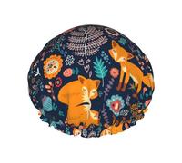 Bonnet de douche réutilisable avec motif chouette, lapin, oiseaux, renard, double couche pour la douche à l'eau, bonnet pour cheveux non mouillés, grande taille pour toutes les longueurs de cheveux