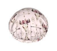 Bonnet de douche réutilisable avec motif tête de mort de taureau, double couche, garde les cheveux secs, s'adapte à toutes les têtes