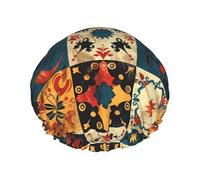 Bonnet de douche réutilisable avec motifs anciens - Double couche imperméable, élastique, respectueux de l'environnement pour un usage quotidien
