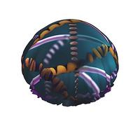Bonnet de douche réutilisable avec photo de chaîne d'ADN pour femmes, double bonnet anti-éclaboussures, grande taille pour toutes les longueurs de cheveux