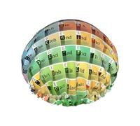 Bonnet de douche réutilisable avec tableau périodique des éléments, double couche, bonnet de douche non mouillant, grande taille pour toutes les longueurs de cheveux