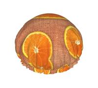 Bonnet de douche réutilisable Citrons et oranges, double couche, bonnet de douche non mouillant, grande taille pour toutes les longueurs de cheveux