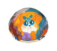Bonnet de douche réutilisable de chats de dessin animé mignon pour femmes, double couche imperméable à l'eau, essentiel pour le soin des cheveux