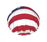 Bonnet de douche réutilisable drapeau américain pour femme, double couche imperméable à l'eau, un must pour les soins capillaires