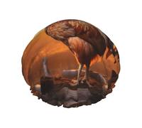 Bonnet de douche réutilisable en forme de coq sur bois pour femmes, grand bonnet de douche pour hommes, séchage rapide, soins des cheveux longs et courts pour enfants