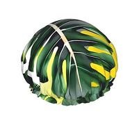 Bonnet de douche réutilisable en forme de feuilles de bananier tropical, double couche, non mouillant, grande taille pour toutes les longueurs de cheveux