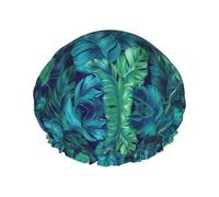Bonnet de douche réutilisable en forme de feuilles de palmier tropicales pour homme - Séchage rapide - Pour cheveux longs et courts