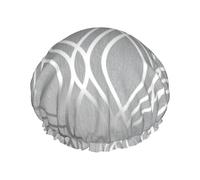Bonnet de douche réutilisable en forme de figure géométrique argentée, double couche, bonnet de douche non mouillant, grande taille pour toutes les longueurs de cheveux
