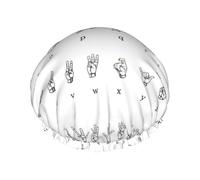 Bonnet de douche réutilisable en langue des signes de l'alphabet pour femmes et hommes, imperméable, antidérapant, séchage rapide, grand bonnet pour cheveux longs et courts
