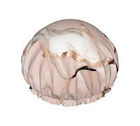 Bonnet de douche réutilisable en marbre or rose, double couche, bonnet de douche non mouillant, grande taille pour toutes les longueurs de cheveux