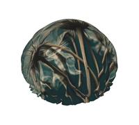 Bonnet de douche réutilisable en tissu double couche avec imprimé mauvaises herbes pour filles, 27 cm