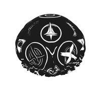 Bonnet de douche réutilisable et imperméable à séchage rapide avec symboles Supernatural - Motif symboles noirs
