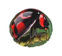Bonnet de douche réutilisable et imperméable à séchage rapide Motif coccinelle Rouge