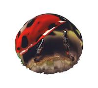 Bonnet de douche réutilisable et imperméable à séchage rapide Motif coccinelle Rouge
