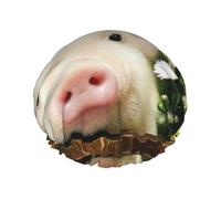 Bonnet de douche réutilisable et imperméable avec bande élastique réglable et motif cochon de viol pour femme