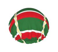 Bonnet de douche réutilisable et imperméable avec bande élastique réglable et motif drapeau de la République tchétchène