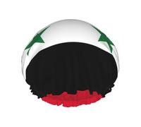 Bonnet de douche réutilisable et imperméable avec bande élastique réglable et motif drapeau de la République arabe syrienne
