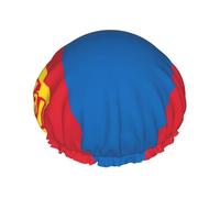 Bonnet de douche réutilisable et imperméable avec bande élastique réglable et motif drapeau mongol