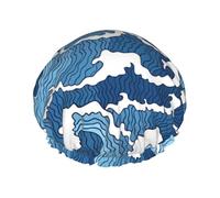 Bonnet de douche réutilisable et imperméable double couche pour femme Motif mer orageuse