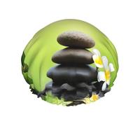 Bonnet de douche réutilisable et imperméable pour femme avec pierres de bambou - Couvre-cheveux élastique pour le bain, le spa, les voyages et l'utilisation quotidienne