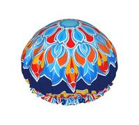 Bonnet de douche réutilisable et imperméable pour femme - Motif floral mandala - Élastique pour le bain, le spa, les voyages et l'utilisation quotidienne