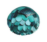 Bonnet de douche réutilisable imprimé en écailles de poisson sirène pour femme, double couche imperméable à l'eau, essentiel pour le soin des cheveux