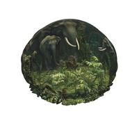 Bonnet de douche réutilisable Le troupeau d'éléphants - Double couche imperméable, élastique, respectueux de l'environnement pour un usage quotidien