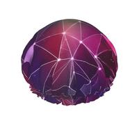 Bonnet de douche réutilisable motif constellation de galaxie rouge, double couche pour les cheveux non mouillés, grande taille pour toutes les longueurs de cheveux