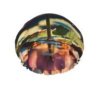 Bonnet de douche réutilisable motif fleurs de lotus pour homme - Séchage rapide - Pour les cheveux longs et courts - Pour le bain des enfants