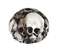 Bonnet de douche réutilisable motif tête de mort mexicaine, double couche, bonnet de douche non mouillant, grande taille pour toutes les longueurs de cheveux