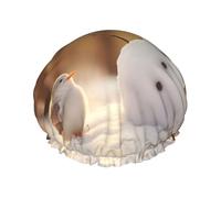 Bonnet de douche réutilisable pour femme avec imprimé bonhomme de neige et oiseau