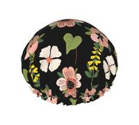Bonnet de douche réutilisable pour femme avec imprimé fleur de jasmin rose