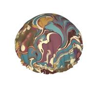 Bonnet de douche réutilisable pour femme - Imperméable - Double couche - Art roman - Pour salon de spa - Grande taille pour toutes les longueurs de cheveux