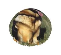 Bonnet de douche réutilisable pour femme - Imperméable - Double couche - Berger allemand - Chapeau de douche pour femme - Grand format pour toutes les longueurs de cheveux