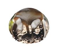 Bonnet de douche réutilisable pour femme - Imperméable - Double couche - Bonnet de bain pour cheveux de chien Corgi qui court sur le chemin de fer - Chapeau de douche pour femme - Pour salon de spa,