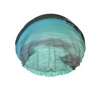 Bonnet de douche réutilisable pour femme - Imperméable - Double couche - Bonnet de bain pour cheveux de Tahiti - Chapeau de douche pour plage et spa - Grande taille pour toutes les longueurs de