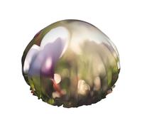 Bonnet de douche réutilisable pour femme - Imperméable - Double couche - Bonnet de bain pour cheveux - Le printemps est dans l'air - Bonnet de douche pour femme - Grande taille pour toutes les