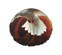 Bonnet de douche réutilisable pour femme - Imperméable - Double couche - Bonnet de bain pour cheveux - Motif colombe - Chapeau de douche pour femme - Grande taille pour toutes les longueurs de cheveux